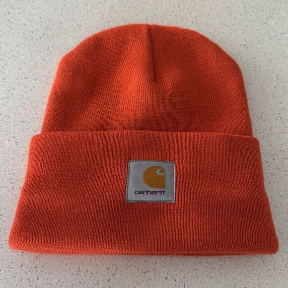 NWOT Carhartt Orange KNIT CUFFED BEANIE Patch Warm - Picture 5 of 7